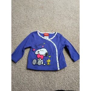 Peanuts Snoopy Heart Baby Shirt Girls Size 0-3 Months Snap Close From 2014
